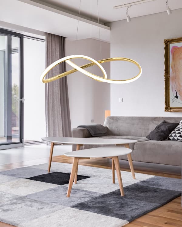 TAK RING HÄNGANDE LAMPA MODERN LED + FJÄRRKONTROLL APP394-CP GULD
