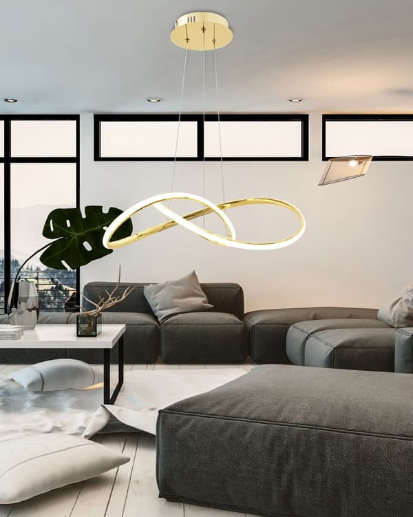 TAK RING HÄNGANDE LAMPA MODERN LED + FJÄRRKONTROLL APP394-CP GULD