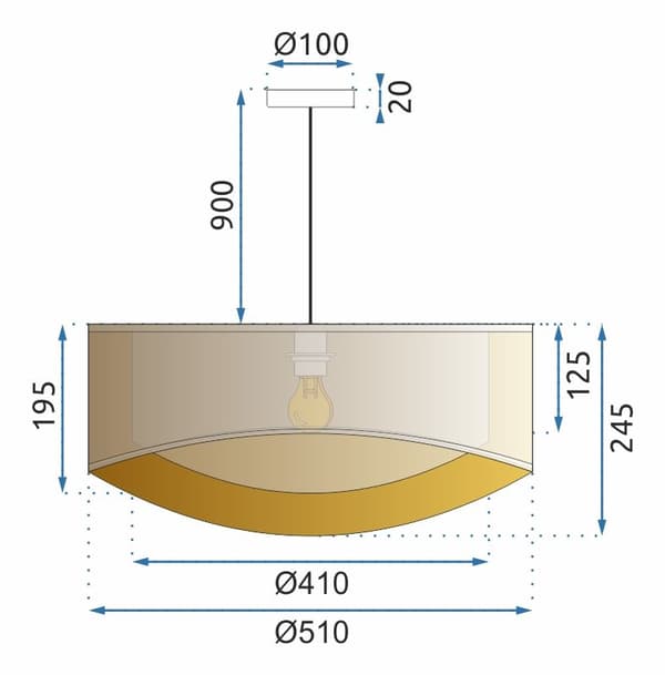LOFTLAMPE 50CM APP970-1CP BEIGE