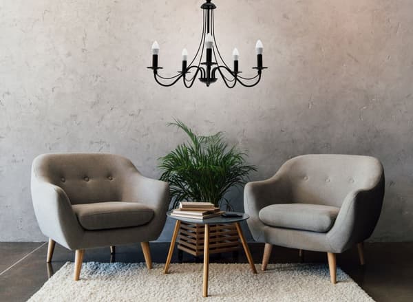 RUSTIK LOFTSLAMPE APP647-5CP SORT