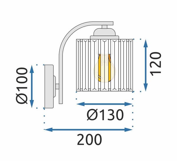 VÆGLAMPE METAL KRYSTAL APP512-1W SORT