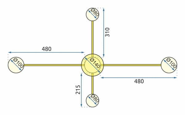 4-ARDET LED-LOFTSLAMPE APP520-4C GULD