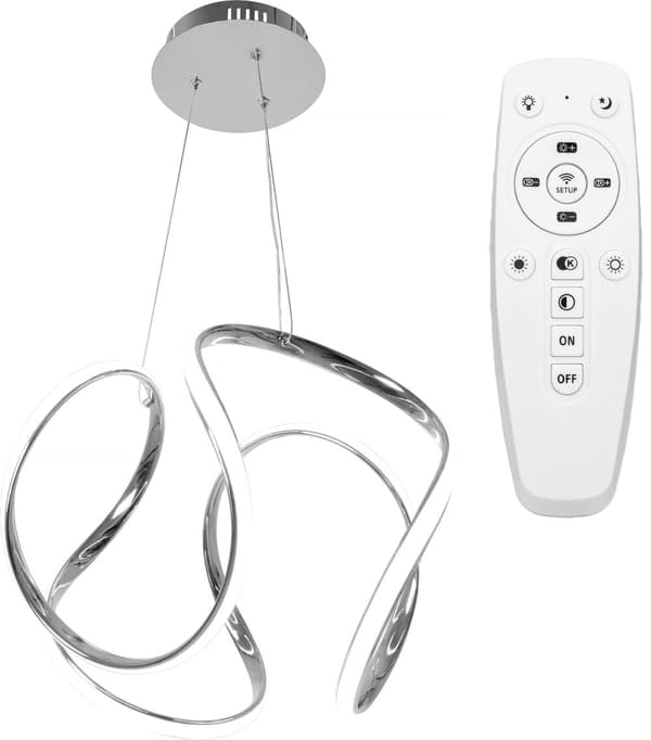 MODERNE LED VEDHÆNG LOFTSLAMPE + APP385-CP KROM FJERNBETJENING