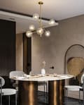 Miniatyrbillede 5 af 8: PENDEL LAMPE GLAS KUGLER 6 APP919-6CP GULD