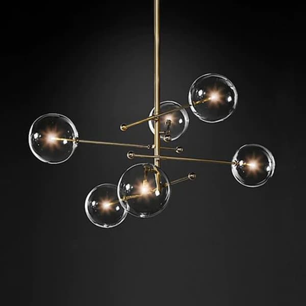 PENDEL LAMPE GLAS KUGLER 6 APP919-6CP GULD