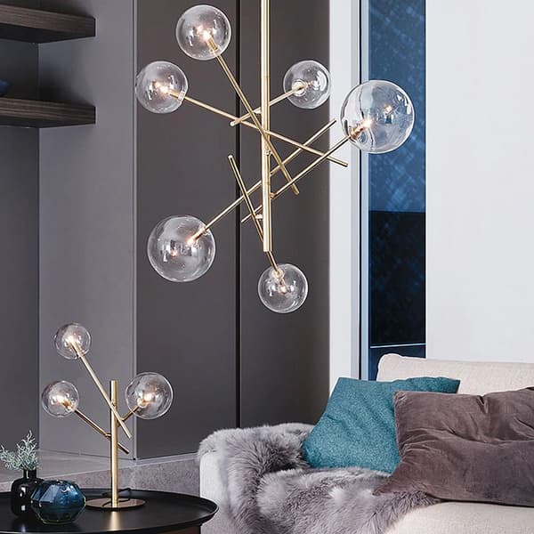 PENDEL LAMPE GLAS KUGLER 6 APP919-6CP GULD