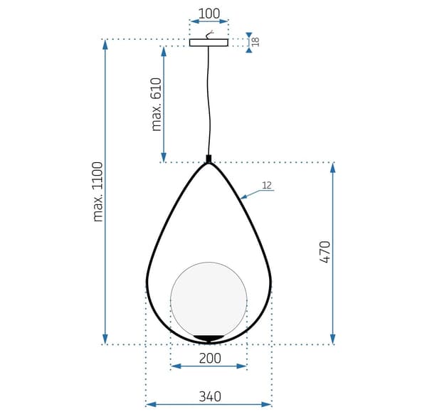 TAKLAMPA MODERN LOFT APP938-1CP SVART