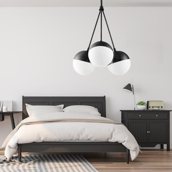 PENDEL LAMPE GLAS MÆLKEKUGLE APP687-3CP SORT