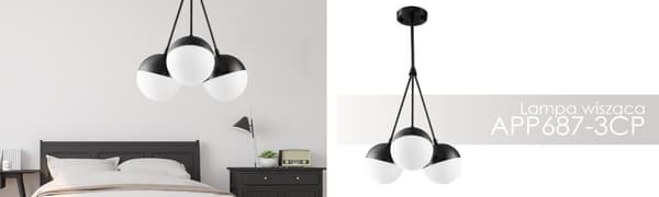 PENDEL LAMPE GLAS MÆLKEKUGLE APP687-3CP SORT