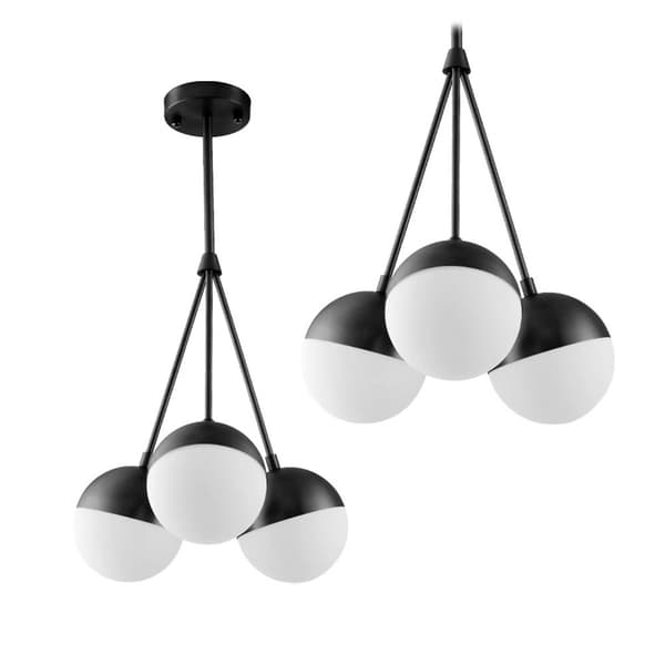 PENDEL LAMPE GLAS MÆLKEKUGLE APP687-3CP SORT