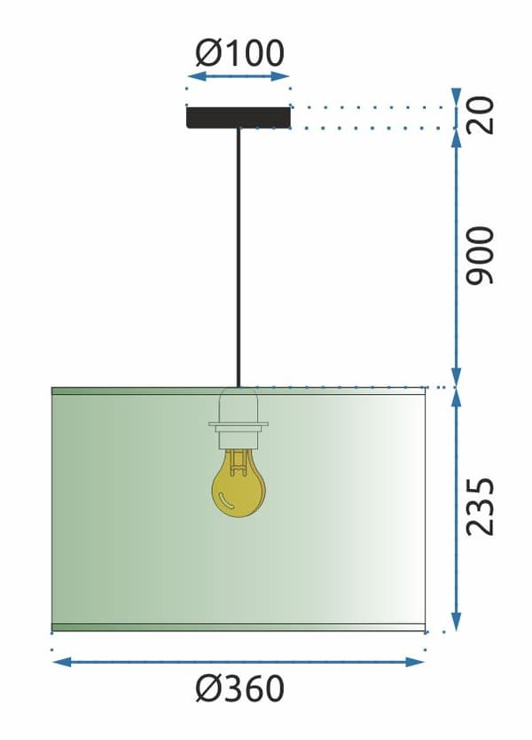 LOFTLAMPE 36CM APP953-1CP BLÅ