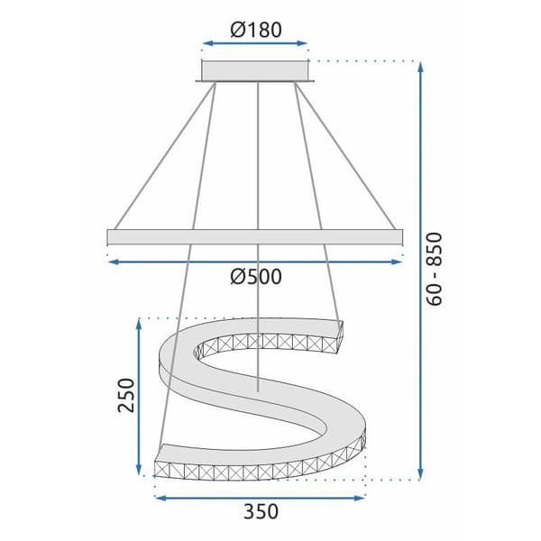 KRYSTAL VEDHÆNG LAMPE RING LED APP773-2CP