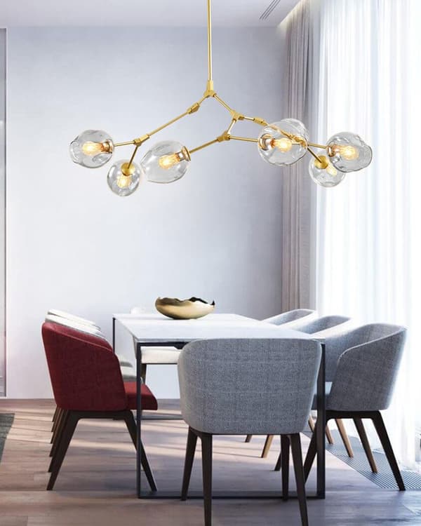 HÄNGLAMPA GLASKULAR 7 ARMAR APP507-7C GULD