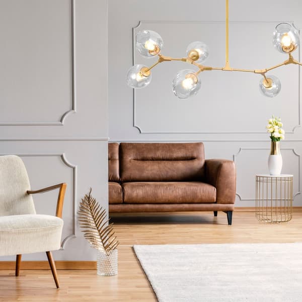 HÄNGLAMPA GLASKULAR 7 ARMAR APP507-7C GULD
