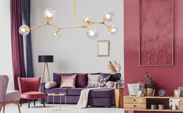 HÄNGLAMPA GLASKULAR 7 ARMAR APP507-7C GULD