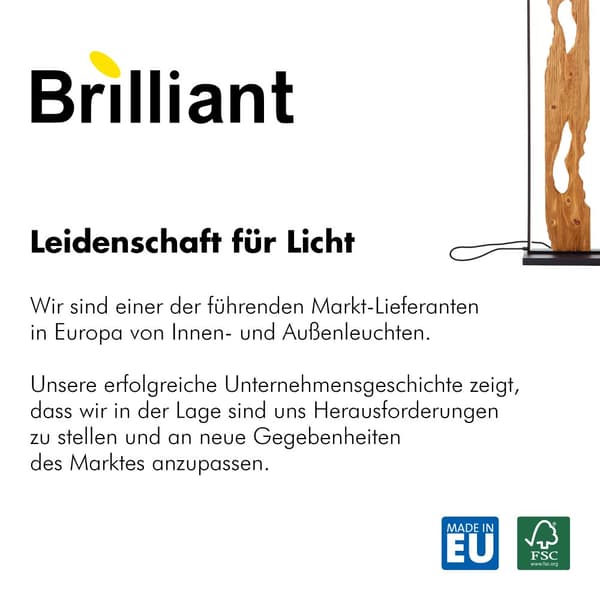 Brilliant Chaumont LED gulvlampe 120 cm sort/træ, aluminium/metal/træ, 1x LED integreret, 20 W, (lysstrøm: 2300lm, lysfarve: 3000K)