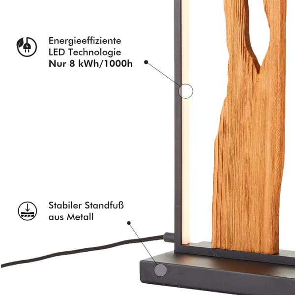 Brilliant Chaumont LED bordslampa 50cm svart/trä, aluminium/metall/trä, 1x LED integrerad, 10 W, (ljusflöde: 940lm, ljusfärg: 3000K)