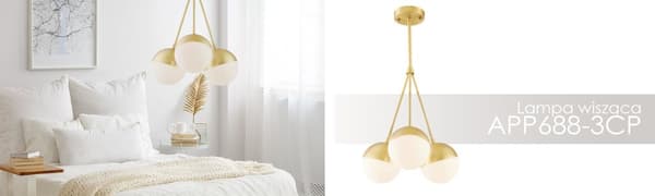 HÄNGLAMPA GLAS MJÖLKKULA APP688-3CP GULD