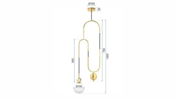 HÄNGANDE TAKLAMPA GLAS METALL APP482-1CP GULD