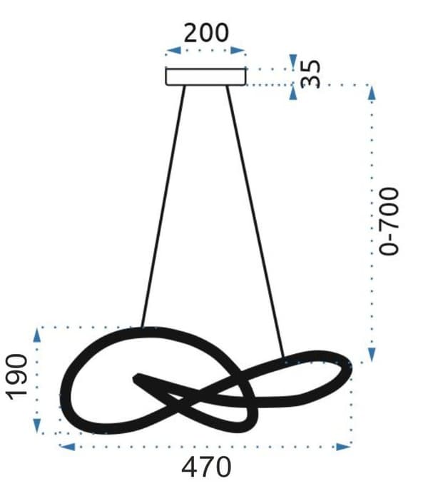 MODERNE LED LOFTSLAMPE + FJERNBETJENING APP817-CP SORT