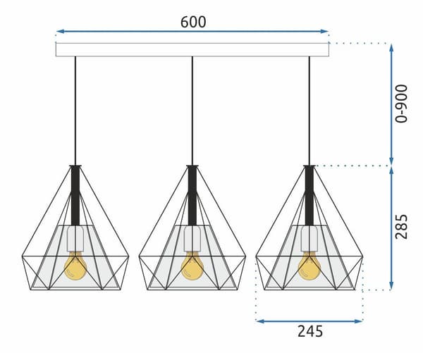 LOFT STIL BELLO 3X E27 APP012-3CP HÄNGANDE TAKLAMPA