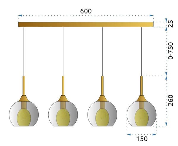 MODERNE GLASLOFTSLAMPE APP899-4CP