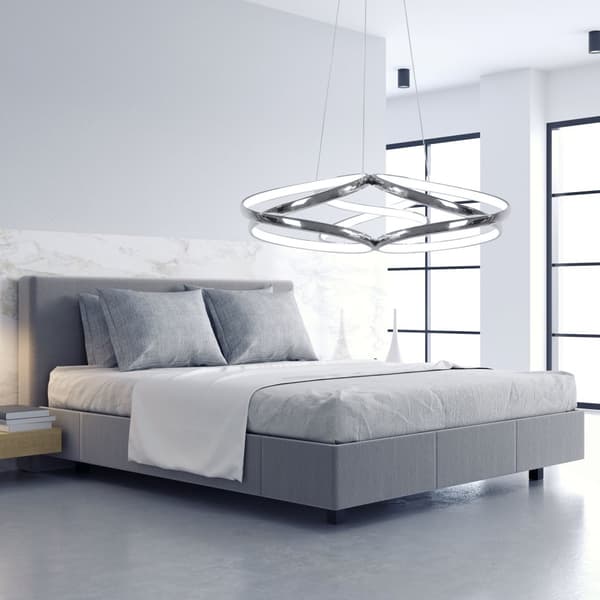MODERNE LED-LOFTSLAMPE + APP795-CP FLAD KROM FJERNBETJENING