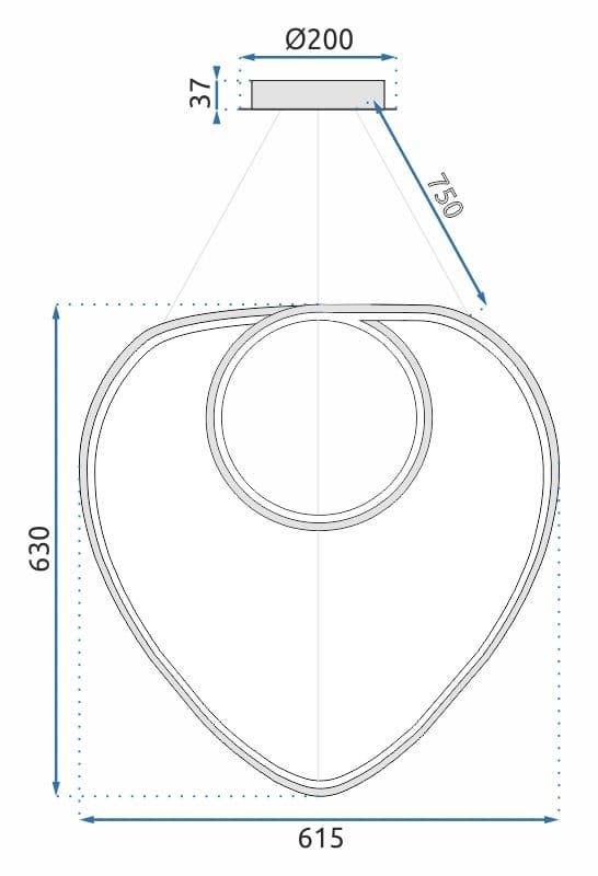 HÄNGANDE TAKLAMPA LOOP LED + FJÄRRKONTROLL APP796-CP SVART