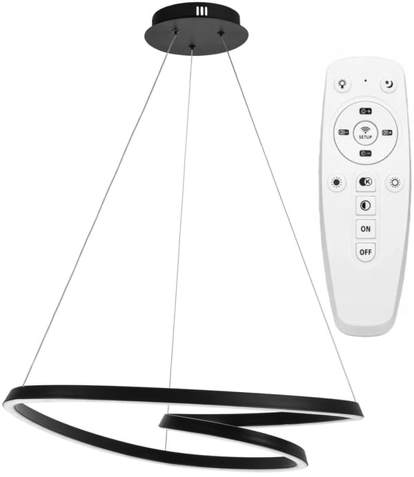 HÄNGANDE TAKLAMPA LOOP LED + FJÄRRKONTROLL APP796-CP SVART
