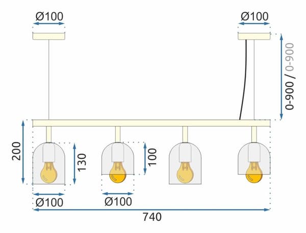 VEDHÆNGSLAMPE APP1031-4CP SORT