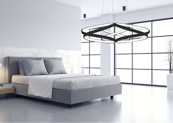 MODERNE LED LOFTSLAMPE + FJERNBETJENING APP793-CP FLAD SORT