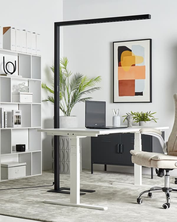 Gulvlampe Sort Metal Aluminium LED Standerlampe til Kontor med Lysregulering Læselampe Gulv til Arbejdspladsen Dagslyssensor Design