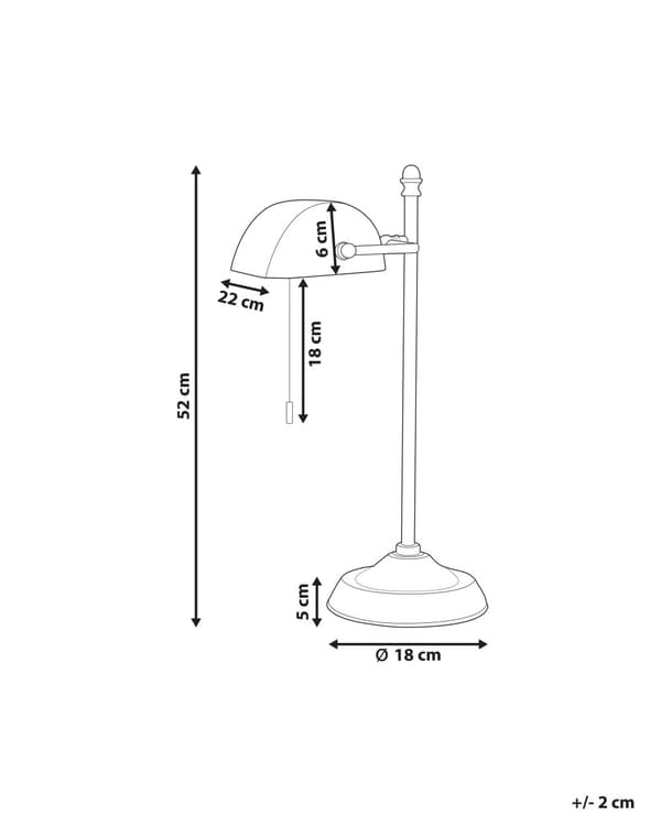 Skrivebordslampe Guld Sort Jern 52 cm Bordlampe med Justerbar Lampeskærm Retro Banklampe med Snoretræk til Kontor Tilbehør