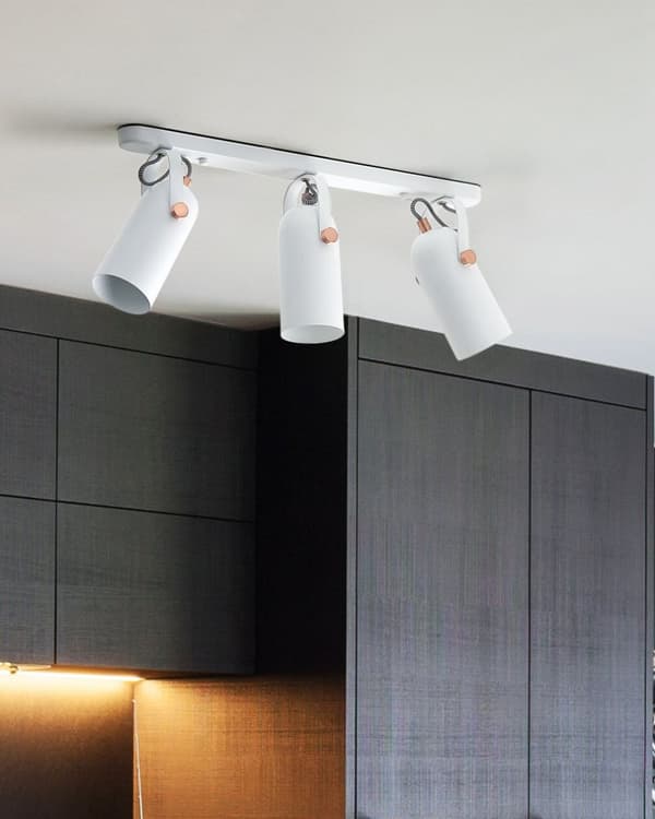 Loftslampe Hvid Metal 3 Lys Spotlight Justerbar Moderne Vægbelysning Stue Spisestue Gang