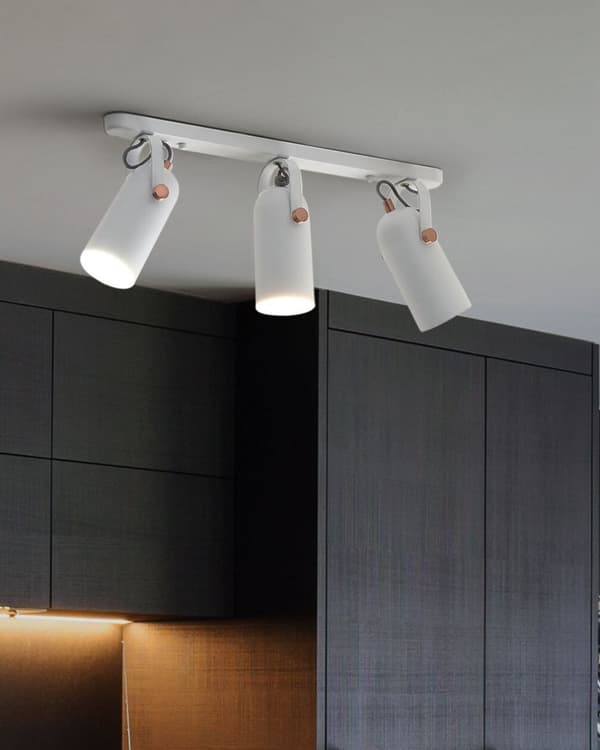 Loftslampe Hvid Metal 3 Lys Spotlight Justerbar Moderne Vægbelysning Stue Spisestue Gang