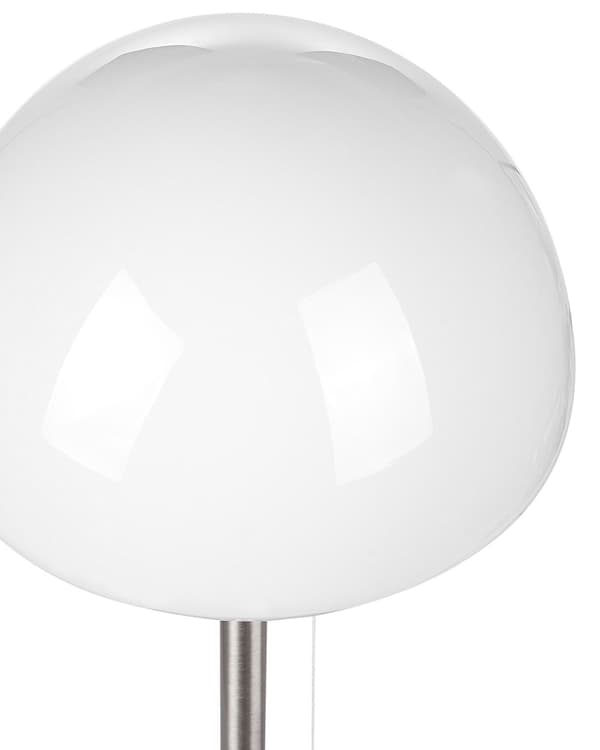 Bordlampe Sølv Metal Base Glas Skærm Træk Kontakt Minimalistisk Stil Hjemmekontor Lys