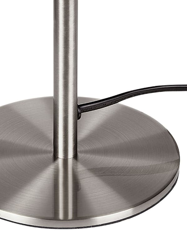 Bordlampe Sølv Metal Base Glas Skærm Træk Kontakt Minimalistisk Stil Hjemmekontor Lys
