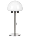 Miniatyrbillede 1 af 8: Bordlampe Sølv Metal Base Glas Skærm Træk Kontakt Minimalistisk Stil Hjemmekontor Lys