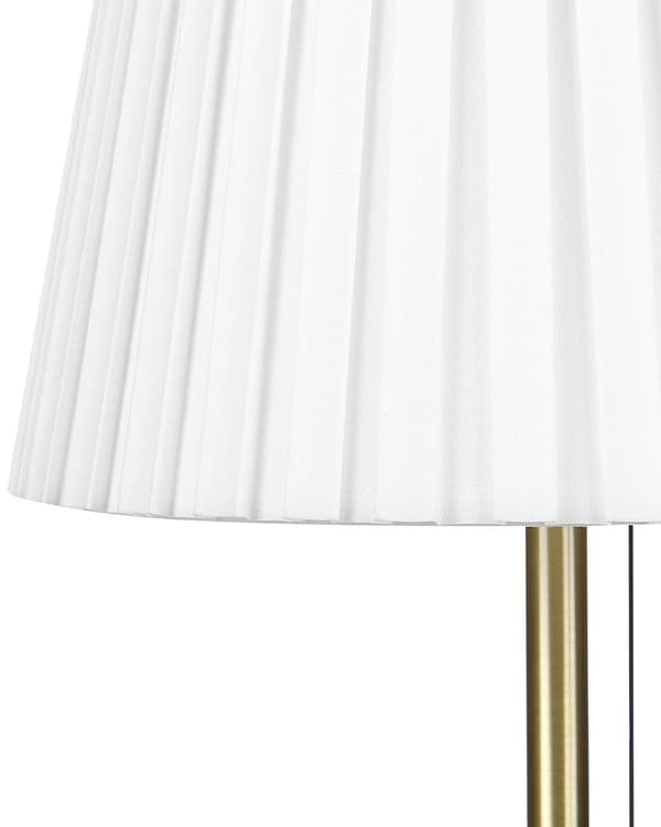 Bordlampe Messing Hvid Polyester Jern Skærm Lys Soveværelse Stue Retro Klassisk