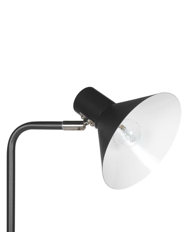 Gulvlampe Sort Metal 154 cm Justerbar kegleskærm On-Off Switch Soveværelse Stue Hjemmekontor Belysning Industrielt Design
