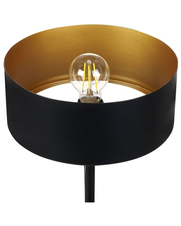 Bordlampe Sort Kegleskærm USB-port med Træk Kontakt Kontor Studie Moderne Stil