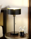 Miniatyrbillede 2 af 8: Bordlampe Sort Kegleskærm USB-port med Træk Kontakt Kontor Studie Moderne Stil