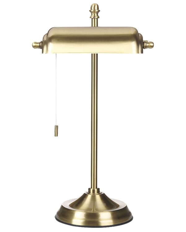 Bordlampe Gull Metall 52 cm Lampeskjerm i glass Snorbryter Justerbar Retro design Hjemmekontor Belysning