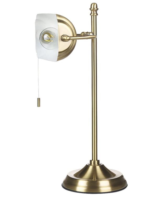Bordlampe Gull Metall 52 cm Lampeskjerm i glass Snorbryter Justerbar Retro design Hjemmekontor Belysning