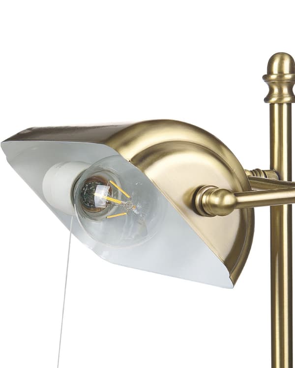 Bordlampe Gull Metall 52 cm Lampeskjerm i glass Snorbryter Justerbar Retro design Hjemmekontor Belysning