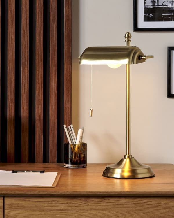 Bordlampe Gull Metall 52 cm Lampeskjerm i glass Snorbryter Justerbar Retro design Hjemmekontor Belysning