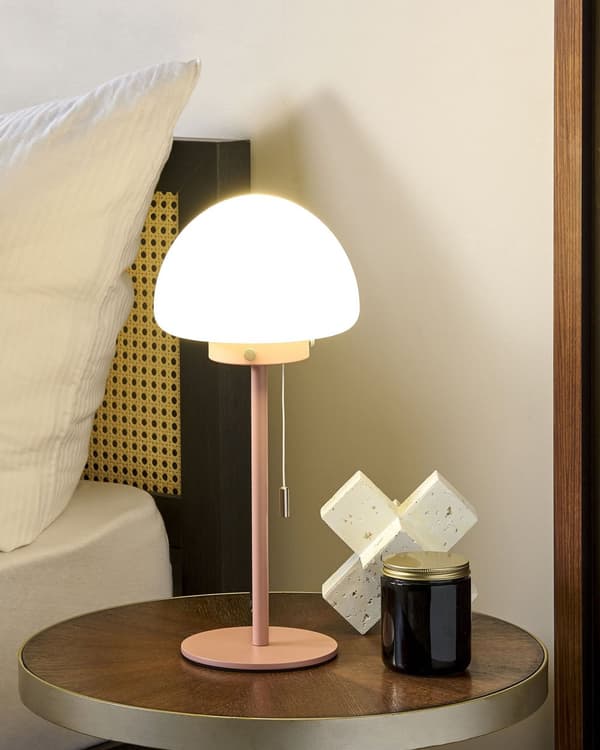 Bordlampe Rosa 39 cm Lampeskjerm i glass Snorbryter Minimalistisk stil Hjemmekontor Soverom Belysning