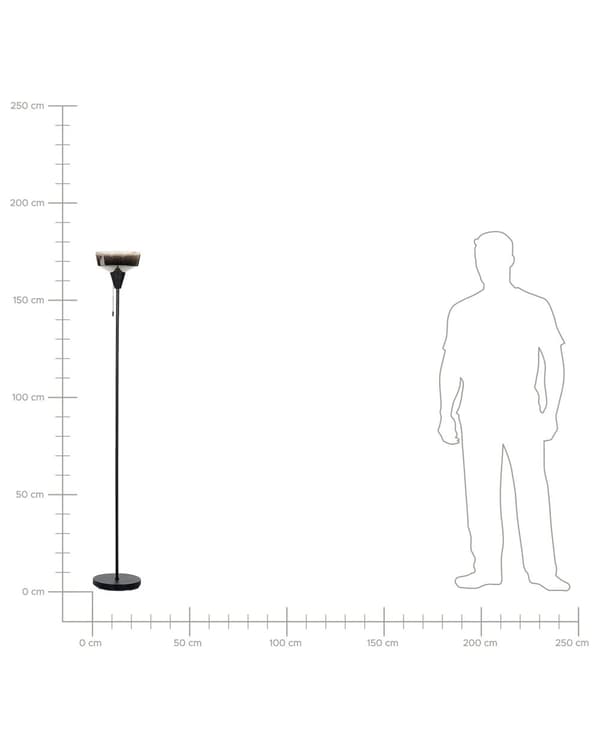 Gulvlampe Svart Sølv Metall 175 cm Glasskjerm Moderne design Belysning Stue