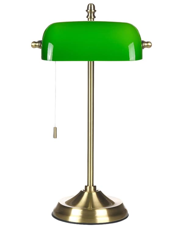 Bordlampe Grønn Gull Metall 52 cm Lampeskjerm i glass Snorbryter Justerbar Retro design Hjemmekontor Belysning