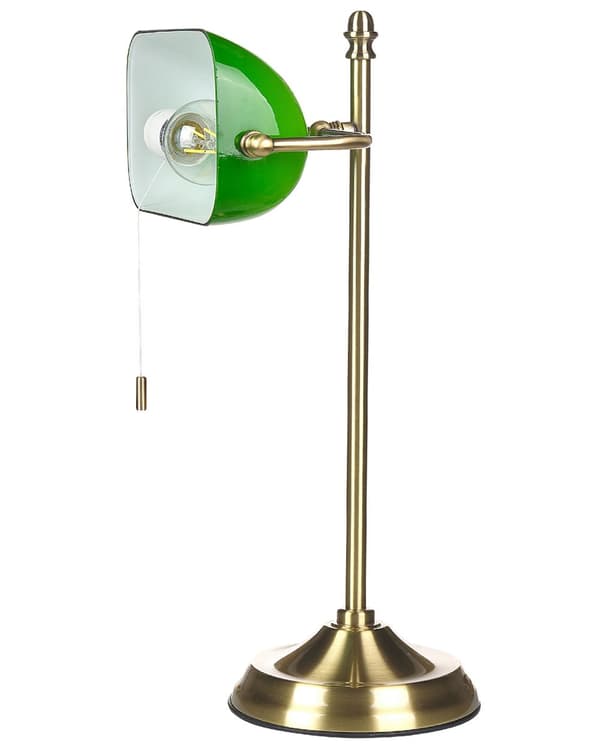Bordlampe Grønn Gull Metall 52 cm Lampeskjerm i glass Snorbryter Justerbar Retro design Hjemmekontor Belysning